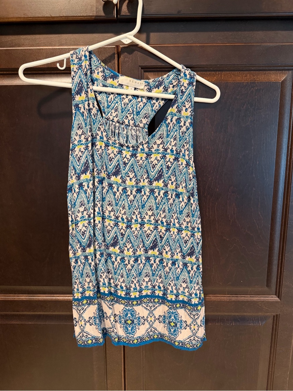 Kenar Blue and Yellow Printed Sleeveless Top